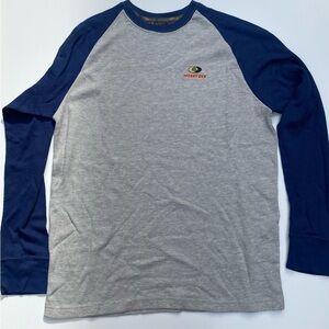 Mossy Oak Thermal Knit Gray & Navy Henley Long Sleeve Shirt Top Size L 42/44